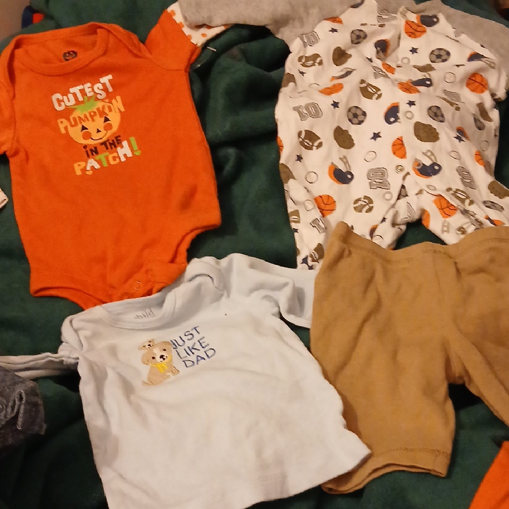 Vibrant Orange Bodysuit One Piece Boys 4 pieces